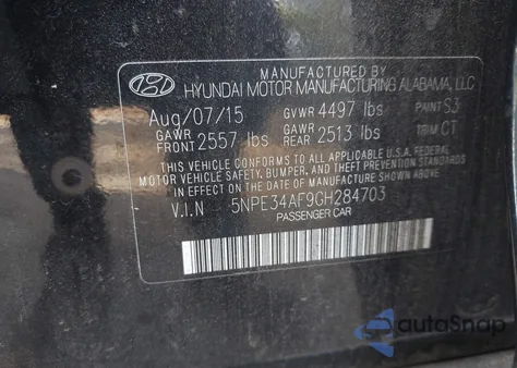 2016 Hyundai Sonata Sport from USA, damaged, VIN 5NPE34AF9GH284703